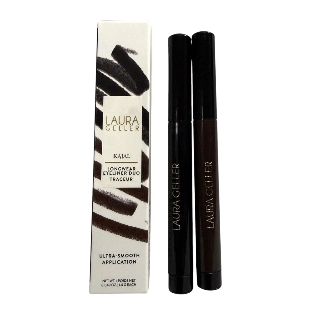 Laura Geller Kajal Longwear Eyeliner Duo Ultra Smooth Deep Black And Smoky Taupe